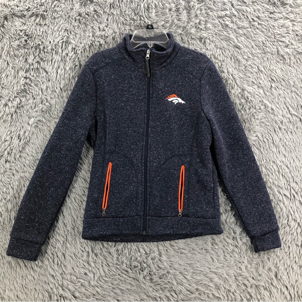 NFL Pullover Team Denver Broncos Football Womens Small Quarter Zip Hoodie